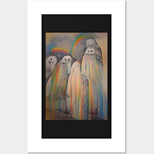 SPOOKY RAINBOW GHOSTS ON HALLOWEEN Posters and Art